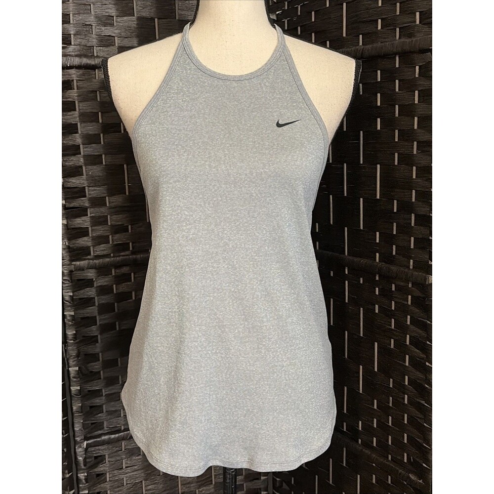 Nike Racerback Tank Top Sleeveless Pinstripes Gray Size Small